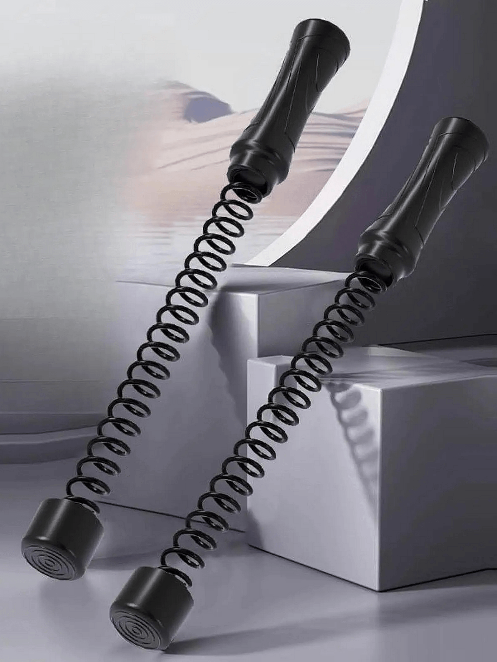 Ropeless battle rope strength trainer with spring design for home gym workouts, offering compact resistance training.